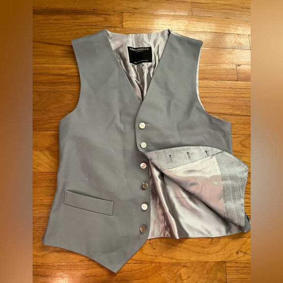 Grey Silver Vest with Pearlescent Buttons - Picture 5 of 7